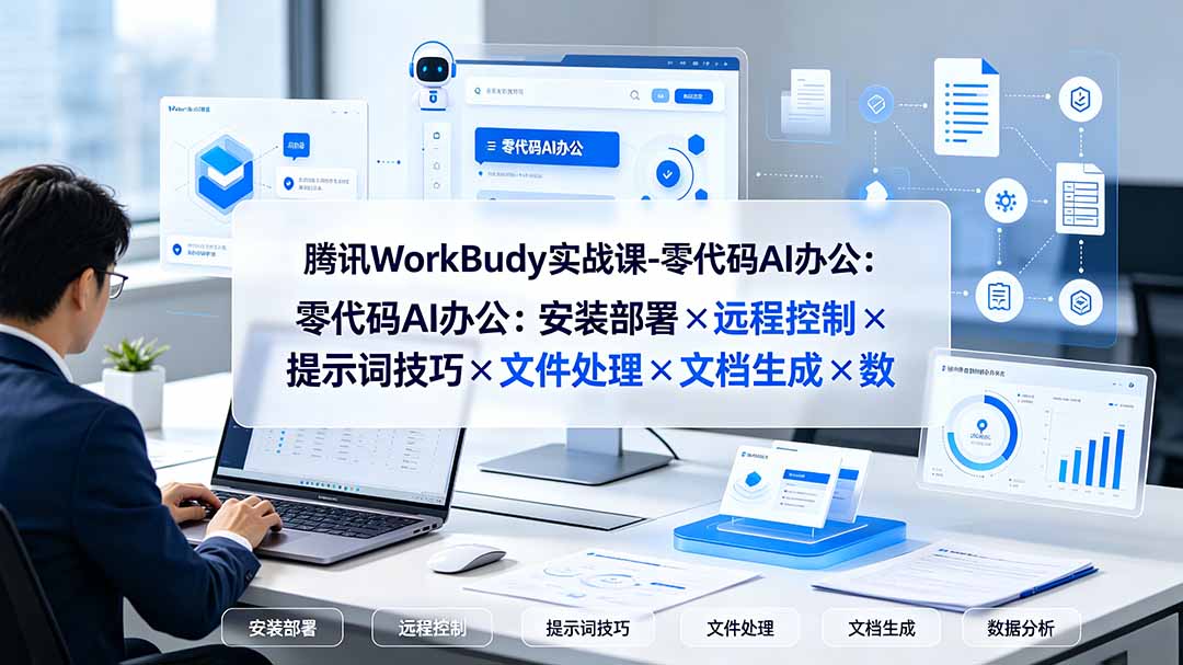腾讯WorkBuddy实战课-零代码AI办公：安装部署×远程控制×提示词技巧×文件处理×文档生成×数据分析-吾爱云课堂