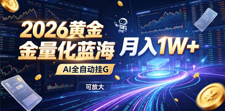 2026黄金量化蓝海：AI全自动挂G，月入1W+，可放大！【揭秘】-吾爱云课堂