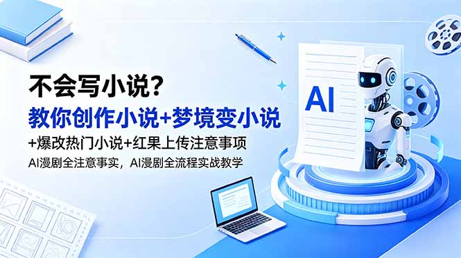 不会写小说？教你创作小说+梦境变小说+爆改热门小说+红果上传注意事项，AI漫剧全流程实战教学-吾爱云课堂