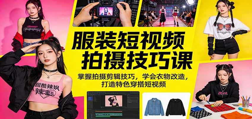 服装短视频拍摄技巧课：掌握拍摄剪辑技巧，学会衣物改造，打造特色穿搭短视频-吾爱云课堂