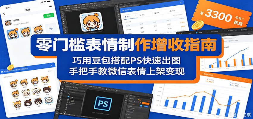 零门槛表情制作增收指南：巧用豆包搭配 PS 快速出图，手把手教微信表情上架变现-吾爱云课堂