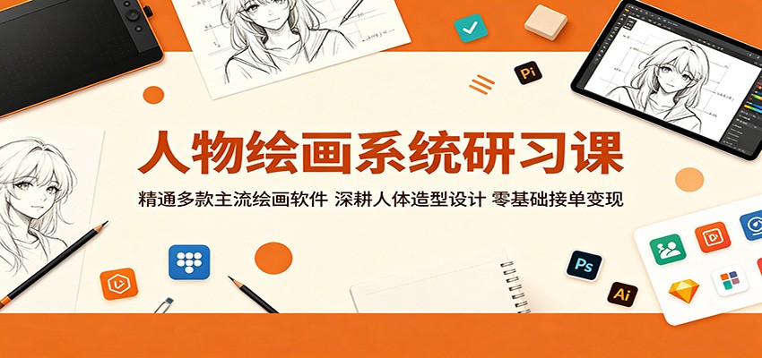 人物绘画系统研习课：精通多款主流绘画软件，深耕人体造型设计，零基础接单变现-吾爱云课堂