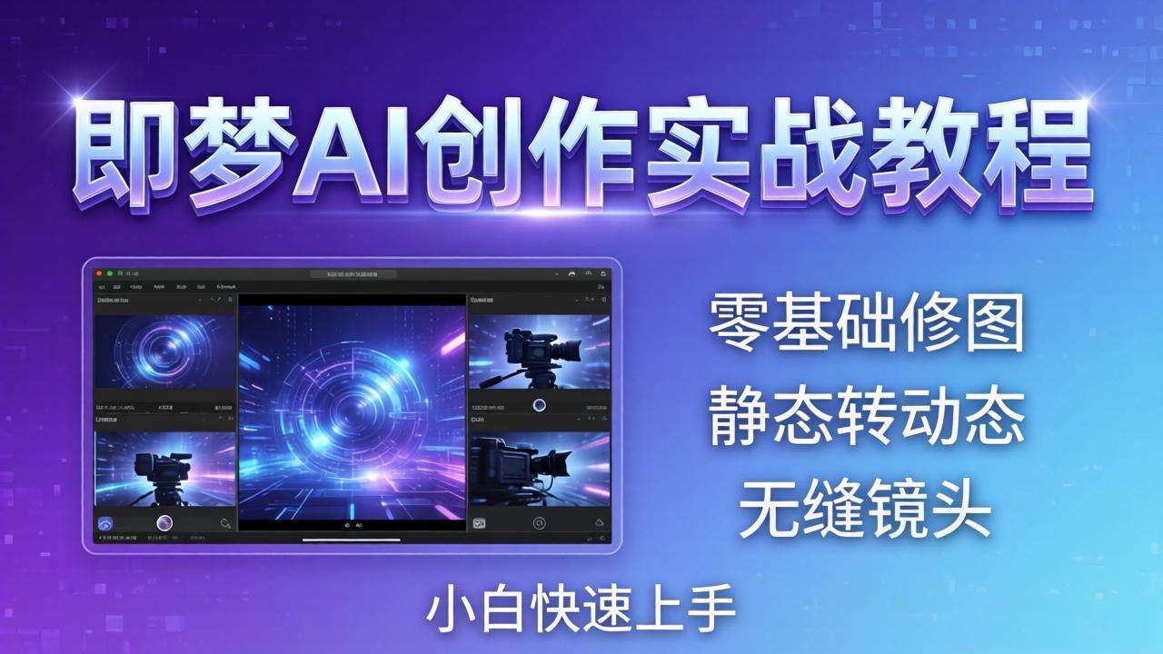 即梦AI创作实战教程，从零基础修图到AI导演，实战教学静态转动态+无缝镜头，小白快速上手-吾爱云课堂