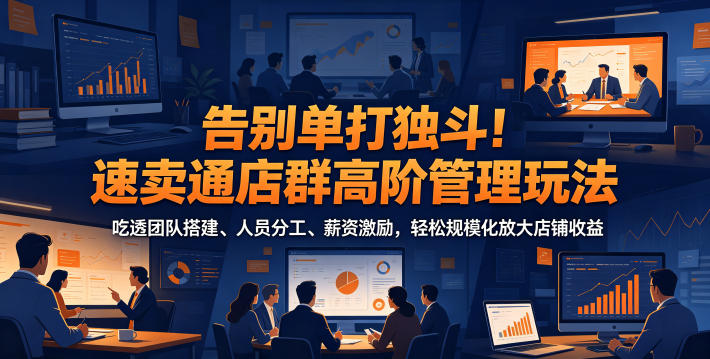 告别单打独斗！速卖通店群高阶管理玩法，吃透团队搭建、人员分工、薪资激励，轻松规模化放大店铺收益-吾爱云课堂