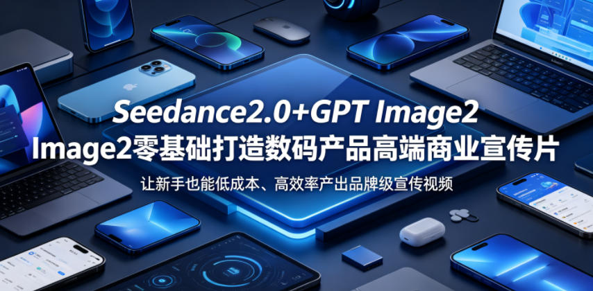 Seedance2.0+GPT Image2零基础打造数码产品高端商业宣传片，让新手也能低成本、高效率产出品牌级宣传视频-吾爱云课堂
