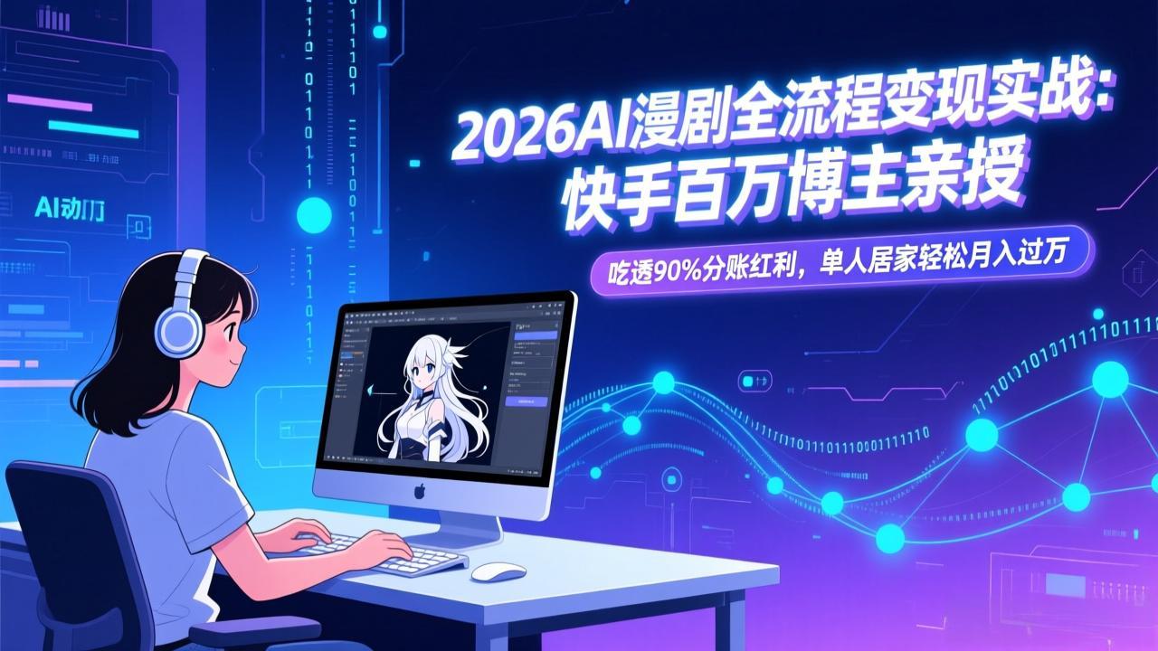 2026AI漫剧全流程变现实战：快手百万博主亲授，吃透90%分账红利，单人居家轻松月入过万-吾爱云课堂