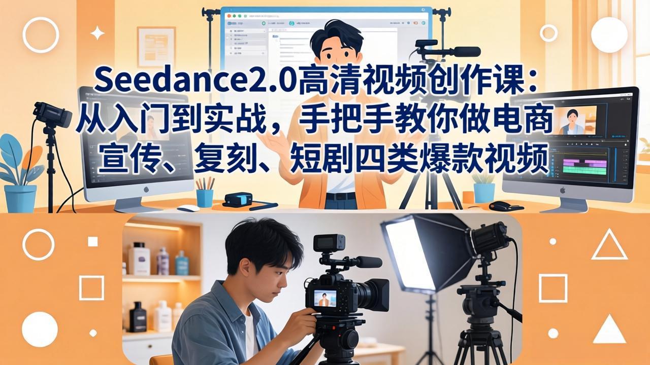 Seedance2.0高清视频创作课：从入门到实战，手把手教你做电商、宣传、复刻、短剧四类爆款视频-吾爱云课堂