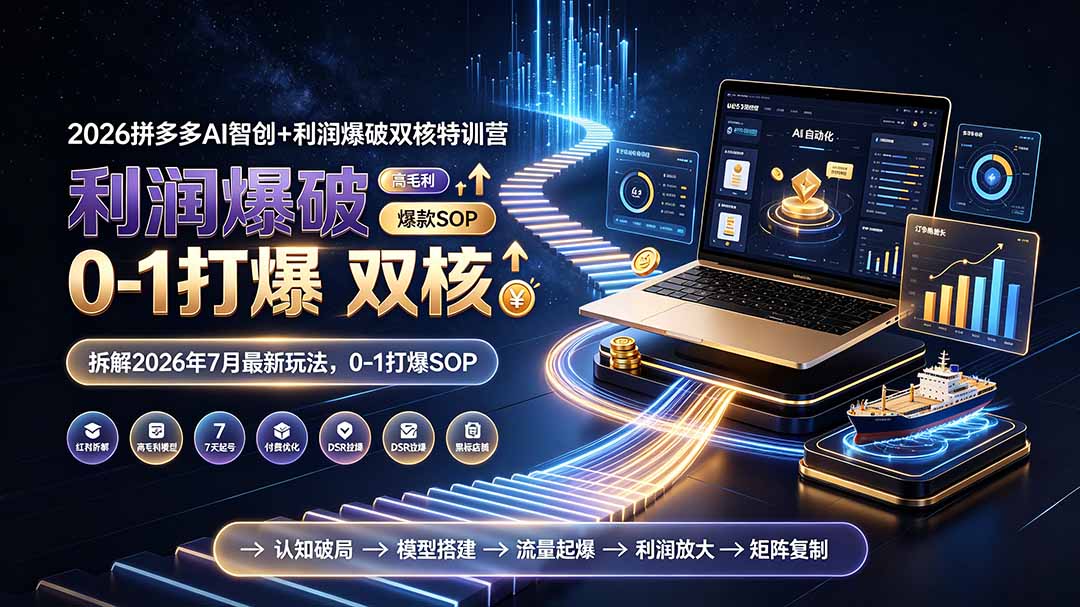 2026拼多多AI智创+利润爆破双核特训营-拆解2026年7月最新玩法，0-1打爆SOP-吾爱云课堂