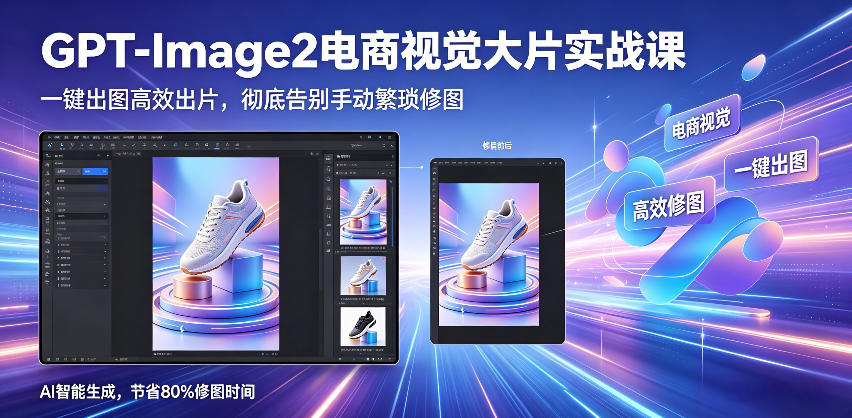 GPT-Image2电商视觉大片实战课，一键出图高效出片，彻底告别手动繁琐修图-吾爱云课堂