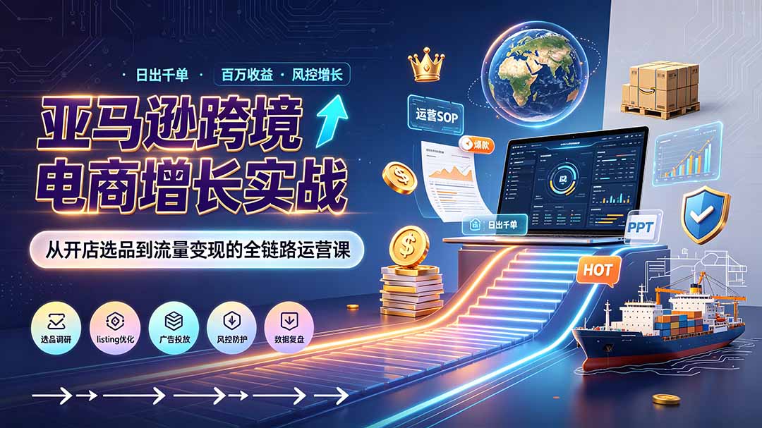 亚马逊0-1孵化特训营8期：从注册风控到稳定日出千单实战，规避审核封店风险，标准化执行流程落地-吾爱云课堂