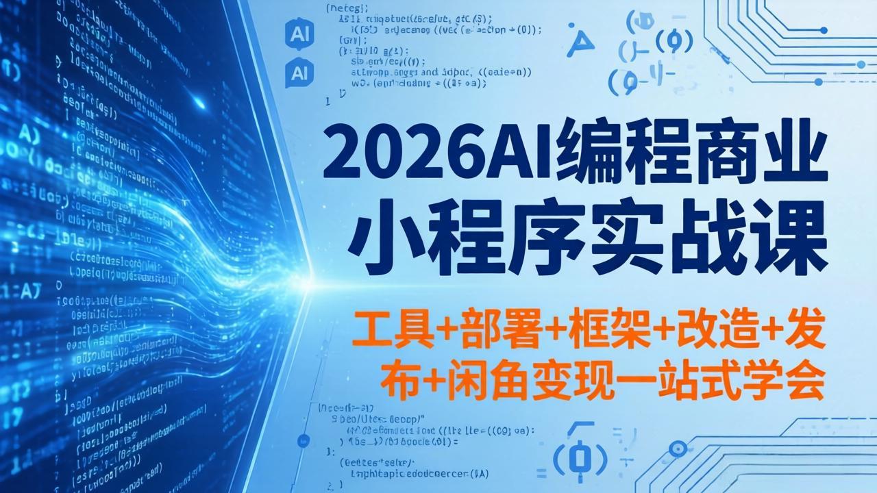 2026AI编程商业小程序实战课，工具+部署+框架+改造+发布+闲鱼变现一站式学会-吾爱云课堂
