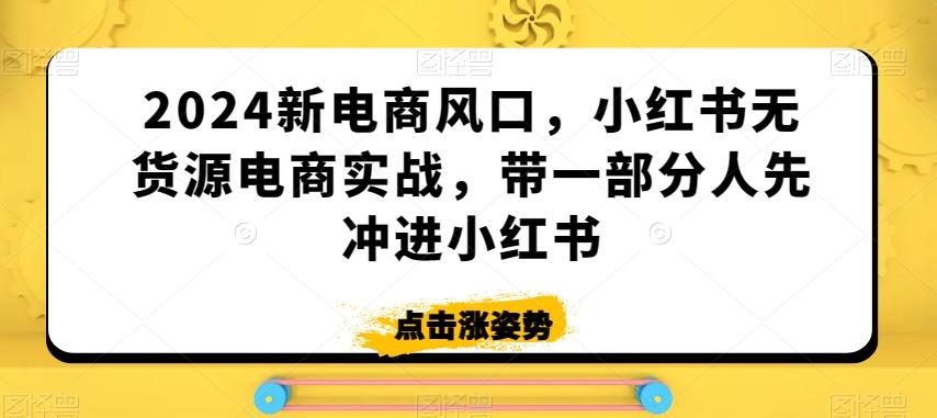 2024新电商风口,小红书无货源电商实战,带一部分人先冲进小红书-吾爱云课堂