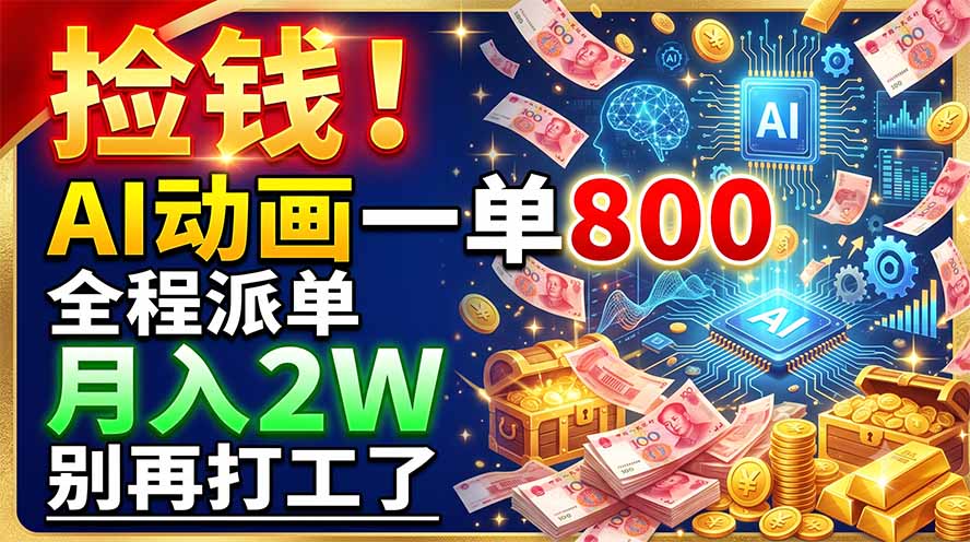 捡钱！AI动画一单800，全程派单，月入2W，别再打工了-吾爱云课堂