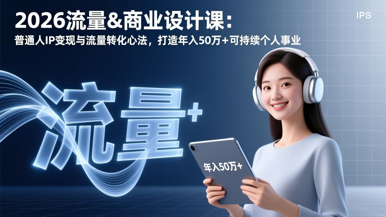 2026流量&商业设计课：普通人IP变现与流量转化心法，打造年入50万+可持续个人事业-吾爱云课堂