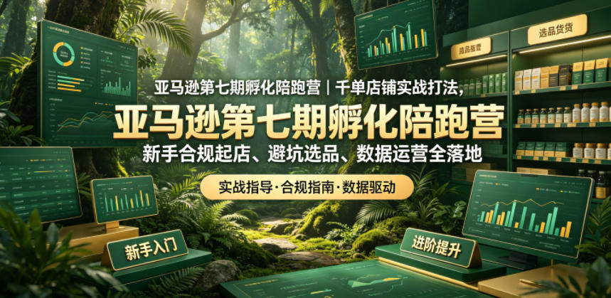 亚马逊第七期孵化陪跑营｜千单店铺实战打法，新手合规起店、避坑选品、数据运营全落地(更新0625)-吾爱云课堂
