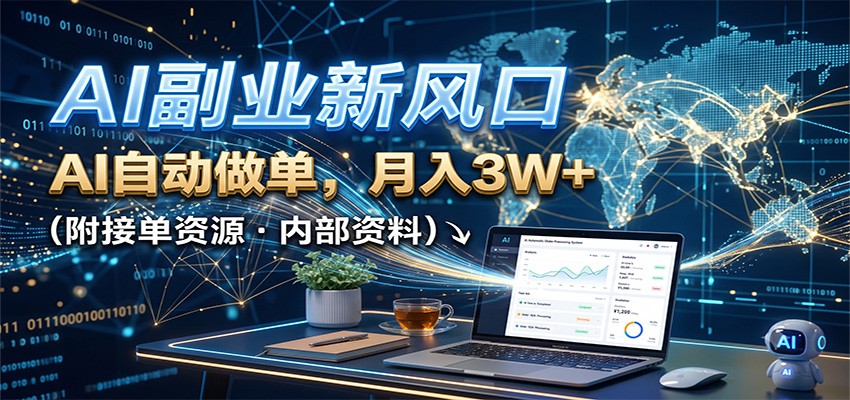 AI副业新风口，AI自动做单，月入3W+，附接单资源-吾爱云课堂