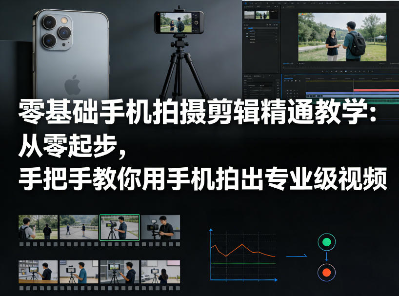 零基础手机拍摄剪辑精通教学：从零起步，手把手教你用手机拍出专业级视频-吾爱云课堂