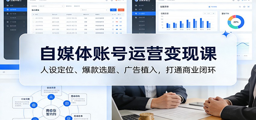 自媒体账号运营变现课：人设定位、爆款选题、广告植入，打通商业闭环-吾爱云课堂