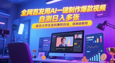 全网首发用AI一键制作爆款视频,自测日入多张,适合大学生宝妈兼职创业,保姆级教程-吾爱云课堂