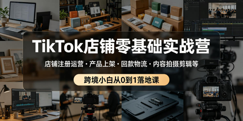 TikTok店铺零基础实战营，店铺注册运营・产品上架・回款物流・内容拍摄剪辑等 ，跨境小白从0到1落地课-吾爱云课堂