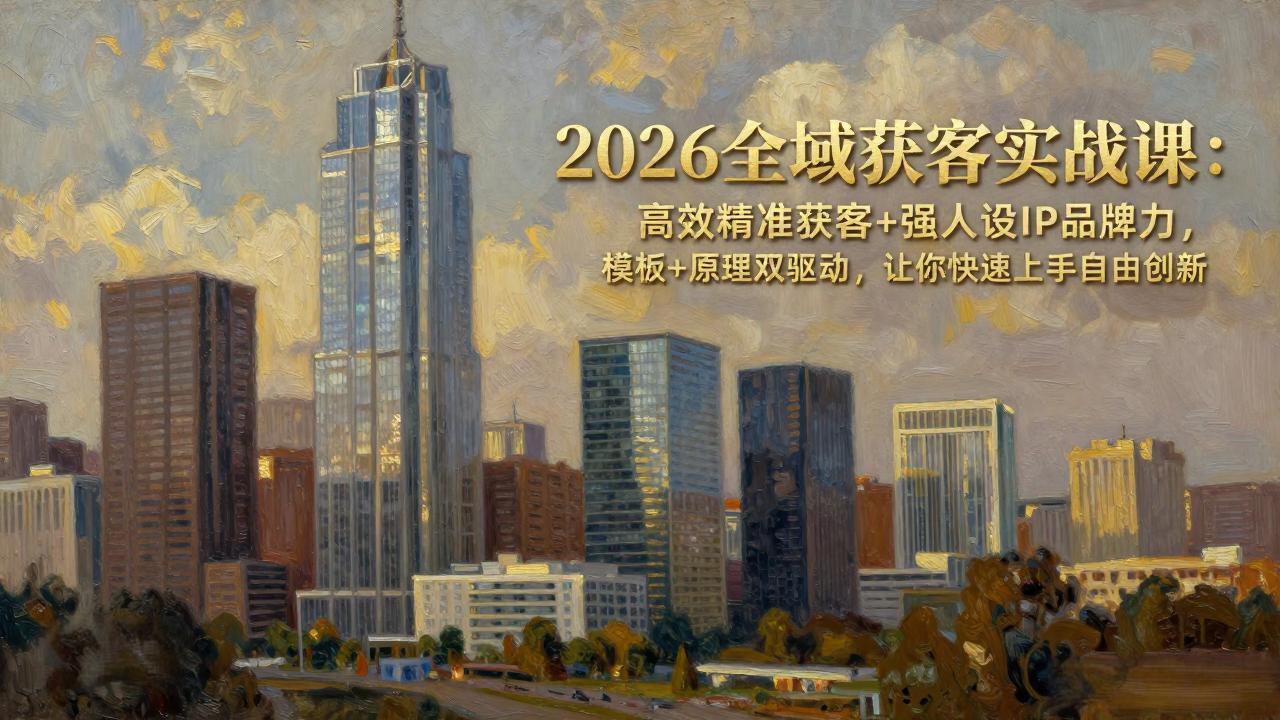 2026全域获客实战课：高效精准获客+强人设IP品牌力，模板+原理双驱动，让你快速上手自由创新-吾爱云课堂