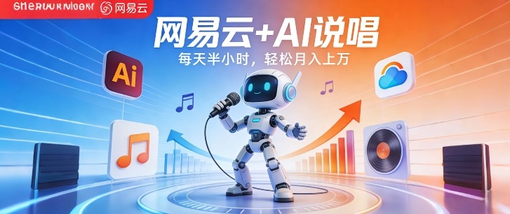 网易云+AI说唱，每天半小时，AI内容创作+流量变现，轻松月入1W-吾爱云课堂