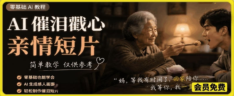 AI催泪戳心亲情短片，零基础AI教程，简单教学仅供参考-吾爱云课堂
