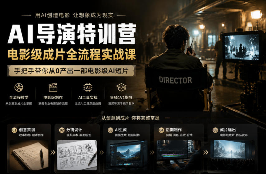 AI导演特训营，电影级成片全流程实战课，手把手带你从0产出一部电影级AI短片-吾爱云课堂