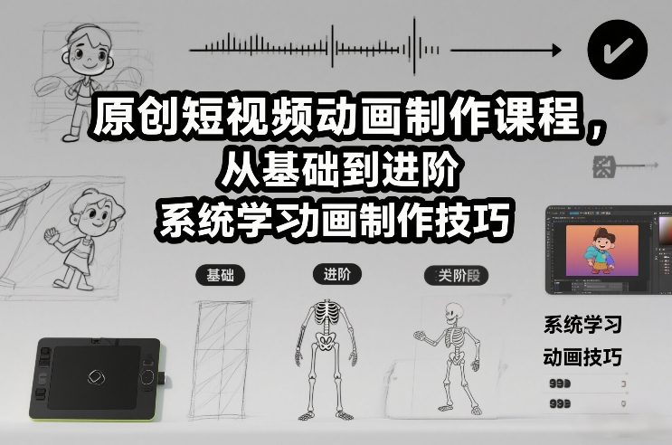 原创短视频动画制作课程，从基础到进阶，系统学习动画制作技巧-吾爱云课堂