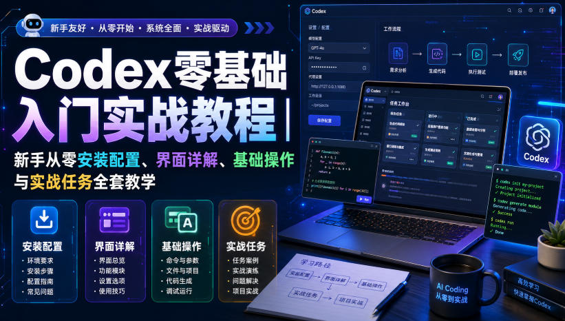 Codex零基础入门实战教程｜新手从零安装配置、界面详解、基础操作与实战任务全套教学-吾爱云课堂