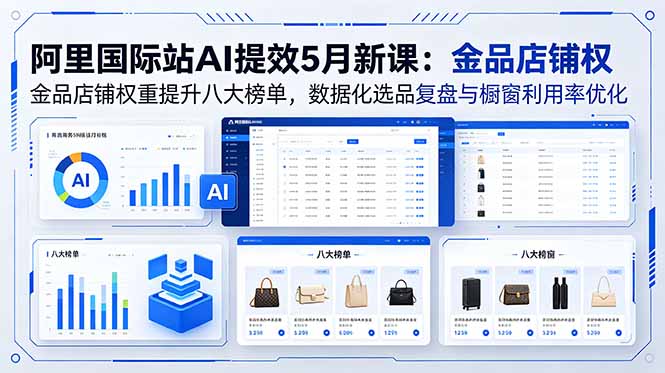 阿里国际站AI提效5月新课：金品店铺权重提升八大榜单，数据化选品复盘与橱窗利用率优化-吾爱云课堂