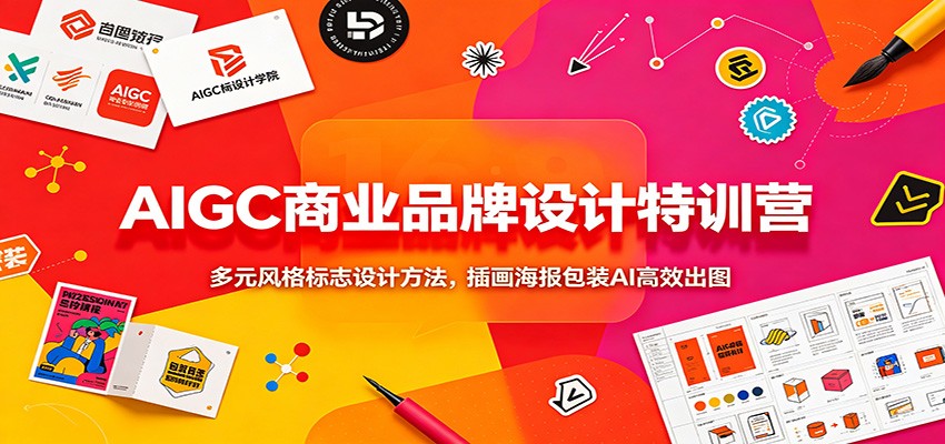 AIGC商业品牌设计特训营：多元风格标志设计方法，插画海报包装AI高效出图-吾爱云课堂