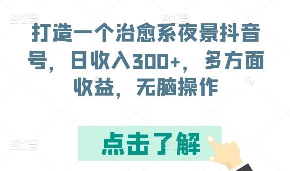 打造一个治愈系夜景抖音号，日收入300+，多方面收益，无脑操作【揭秘】-吾爱云课堂