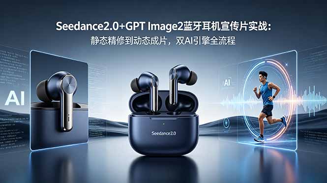 Seedance2.0+GPT Image2蓝牙耳机宣传片实战：静态精修到动态成片，双AI引擎全流程-吾爱云课堂