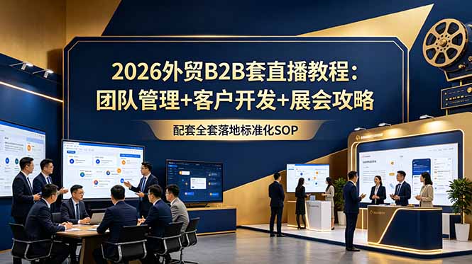 2026外贸B2B套直播教程：团队管理+客户开发+展会攻略，配套全套落地标准化SOP-吾爱云课堂