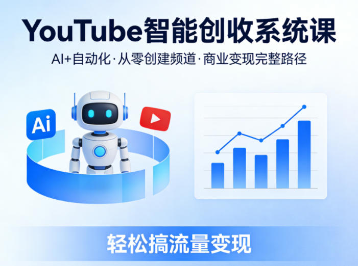 YouTube智能创收系统课，AI+自动化，从零创建YouTube频道并实现商业变现的完整路径，轻松搞流量变现-吾爱云课堂