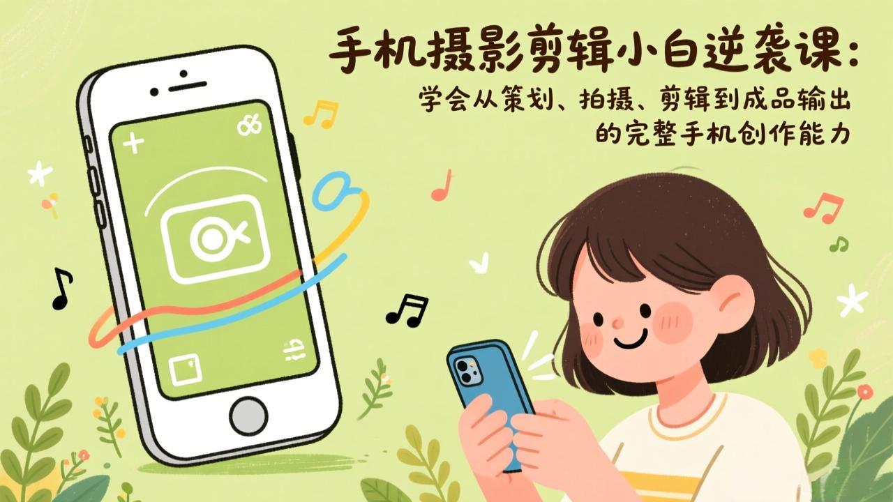 手机摄影剪辑小白逆袭课：学会从策划、拍摄、剪辑到成品输出的完整手机创作能力-吾爱云课堂