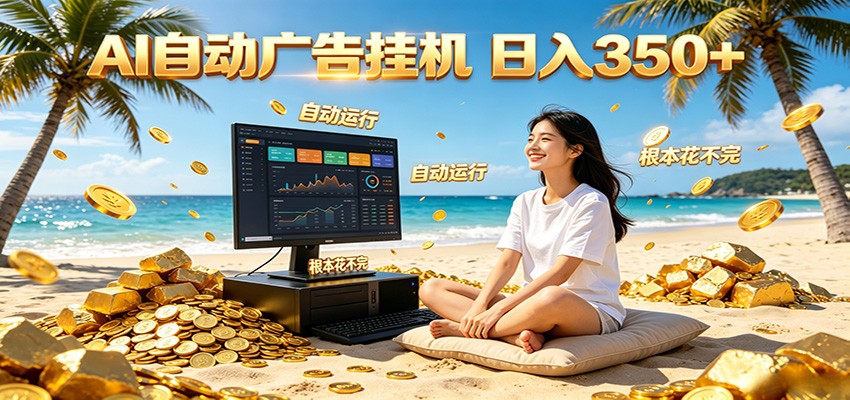 AI自动广告挂机 日入350+ 真正做到躺赚式变现，根本花不完！-吾爱云课堂