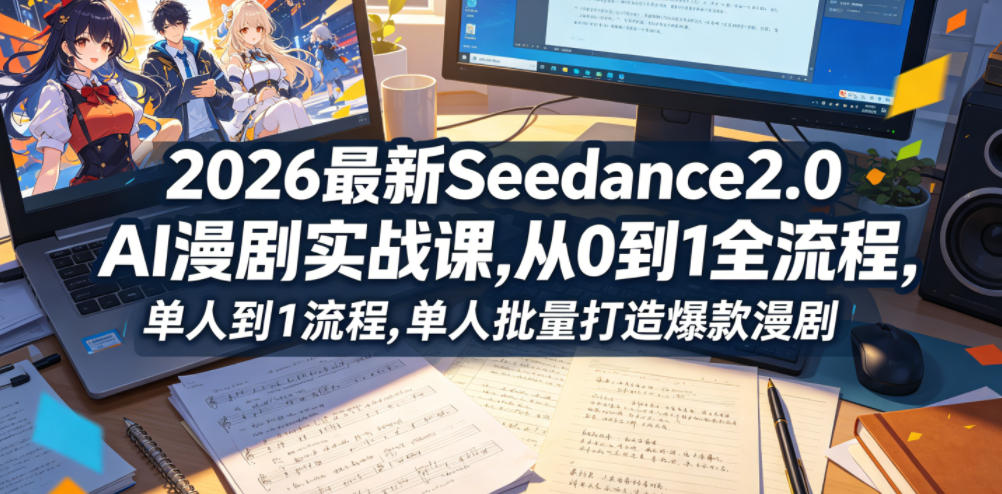 2026最新Seedance2.0 AI漫剧实战课,，从0到1全流程，单人批量打造爆款漫剧-吾爱云课堂