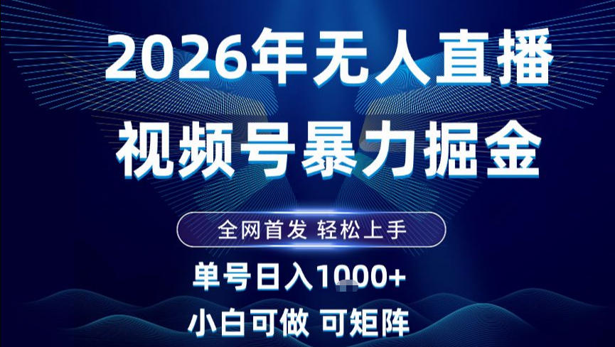2026最新视频号无人直播掘金，全网首发，小白可以玩，长期稳定日入1k+【揭秘】-吾爱云课堂
