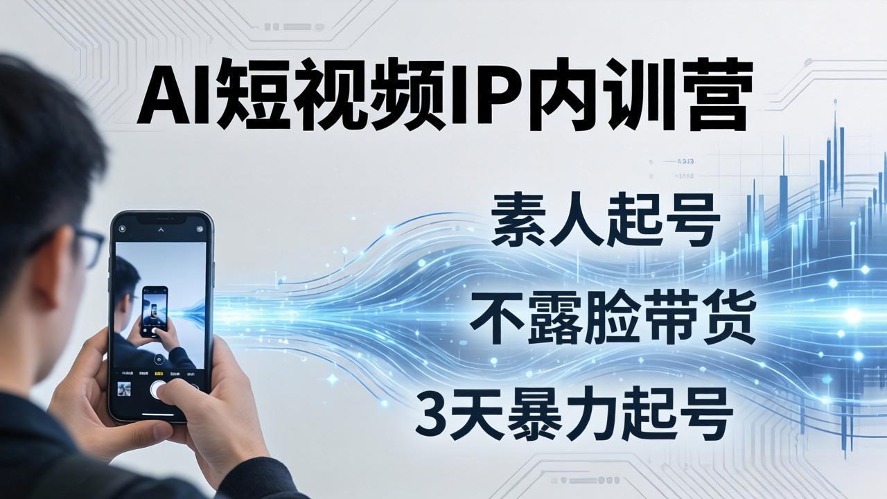 2026AI短视频IP内训营：从素人起号到不露脸带货，3天暴力起号全流程拆解-吾爱云课堂