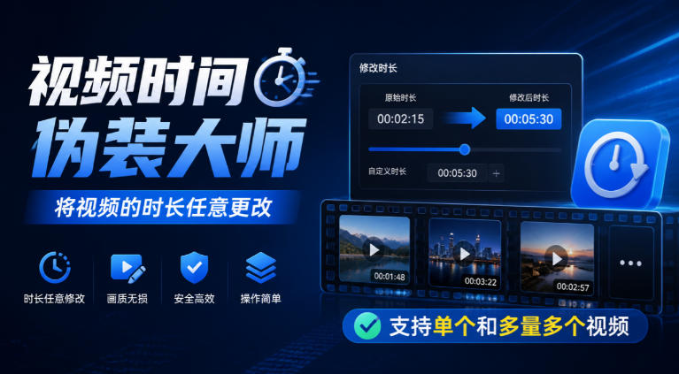 视频时间伪装大师，将视频的时长任意更改，支持单个和多量多个视频-吾爱云课堂