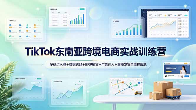 TikTok东南亚跨境电商实战训练营：多站点入驻+数据选品+ERP铺货+广告达人+直播发货全流程落地-吾爱云课堂