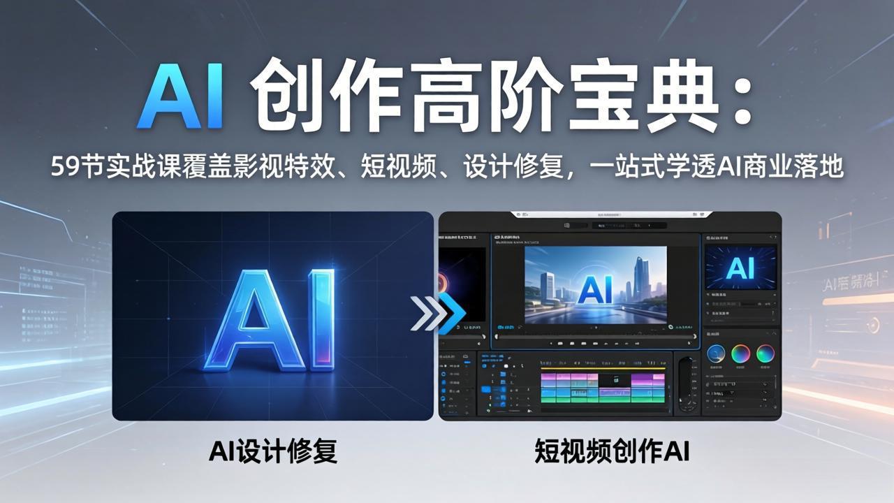 AI 创作高阶宝典：59节实战课覆盖影视特效、短视频、设计修复，一站式学透AI商业落地-吾爱云课堂