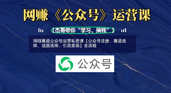 网创赛道公众号运营私密课【公众号注册、赛道选择、话题选择、引流变现】全流程-吾爱云课堂