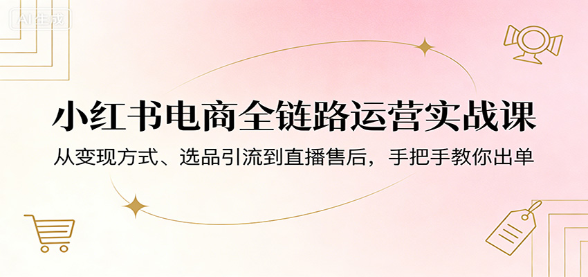 小红书电商全链路运营实战课：从变现方式、选品引流到直播售后，手把手教你出单-吾爱云课堂