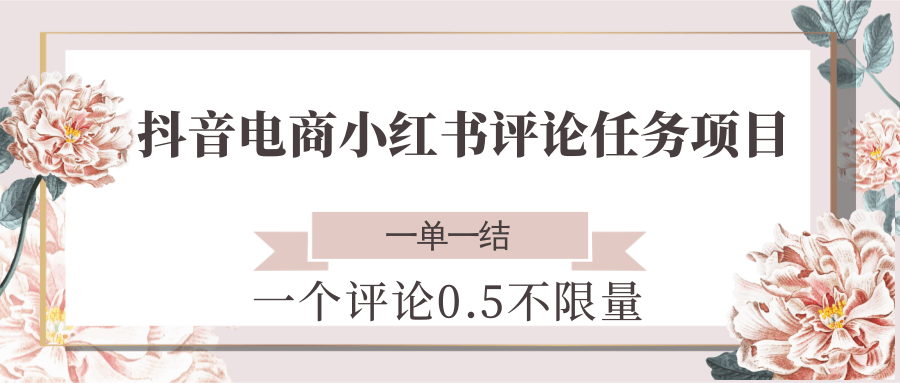 抖音电商小红书评论任务项目,一个评论0.5,一单一结 不限量-吾爱云课堂