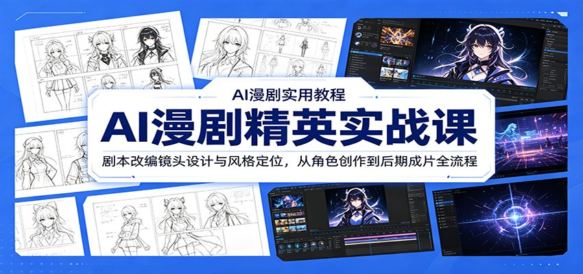AI漫剧精英实战课：剧本改编镜头设计与风格定位，从角色创作到后期成片全流程-吾爱云课堂