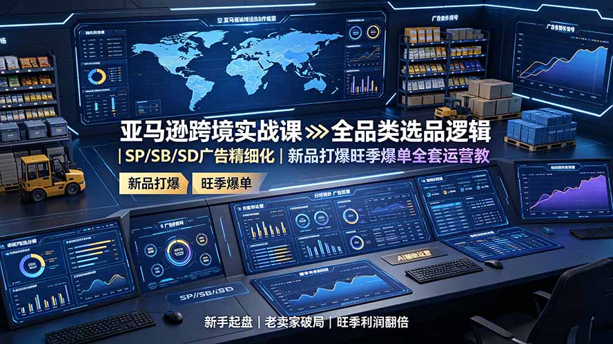 亚马逊跨境实战课：全品类选品逻辑｜SP/SB/SD广告精细化｜新品打爆旺季爆单全套运营教程-吾爱云课堂