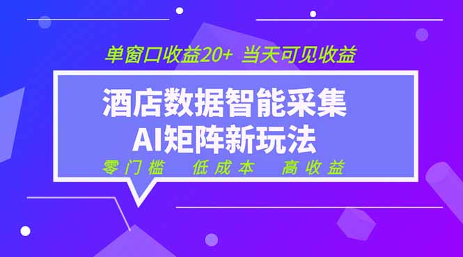 2026酒店数据采集ai智能矩阵新风口  低成本   高收益   当天见收益   单窗口20+-吾爱云课堂